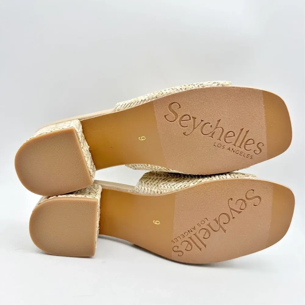 Seychelles Womens Pepper Raffia Heeled Sandal US 9 Natural Beige EUC